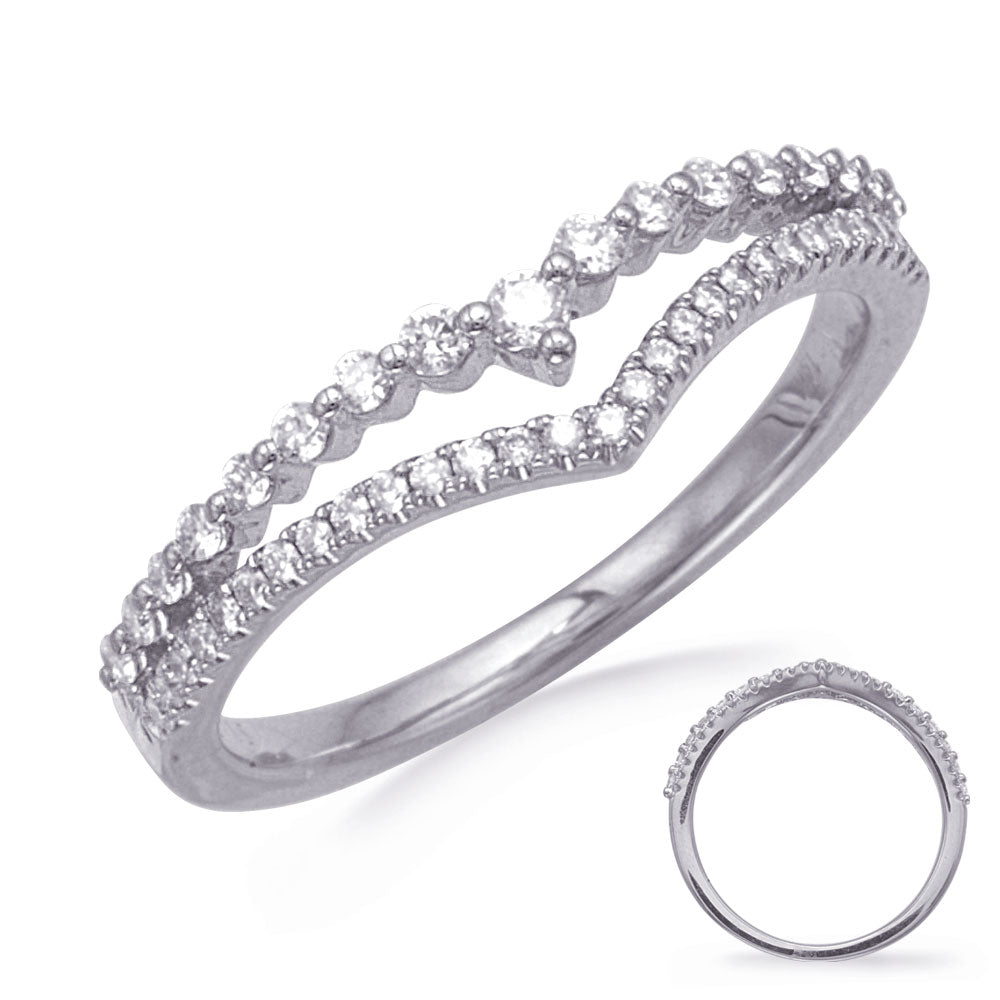 This Fashion Ring is available in 14K White Gold. There are a total of 46 stones. There are Rounds with a total carat weight of 0.27 set in a Prong Set setting.
