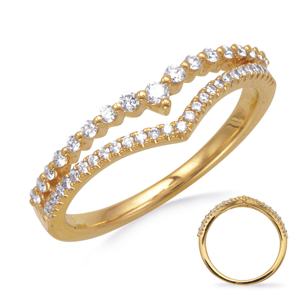 This Fashion Ring is available in 14K Yellow Gold. There are a total of 46 stones. There are Rounds with a total carat weight of 0.27 set in a Prong Set setting.