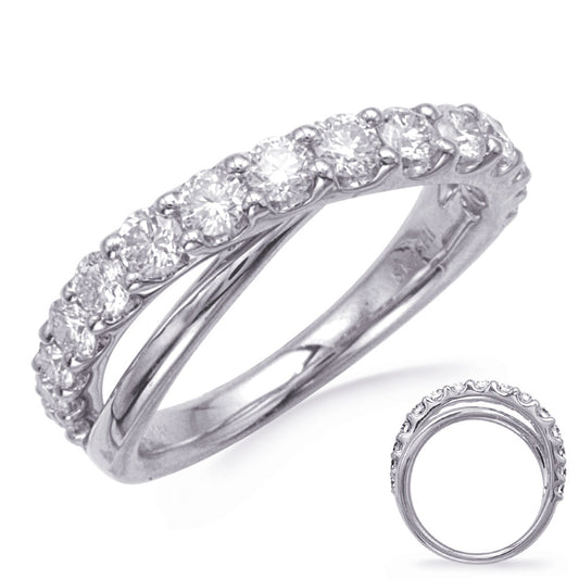 This Fashion Ring is available in 14K White Gold. There are a total of 15 stones. There are Rounds with a total carat weight of 1.04 set in a Prong Set setting.