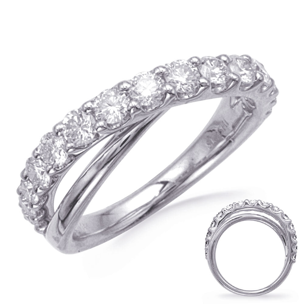 This Fashion Ring is available in 14K White Gold. There are a total of 15 stones. There are Rounds with a total carat weight of 1.04 set in a Prong Set setting.