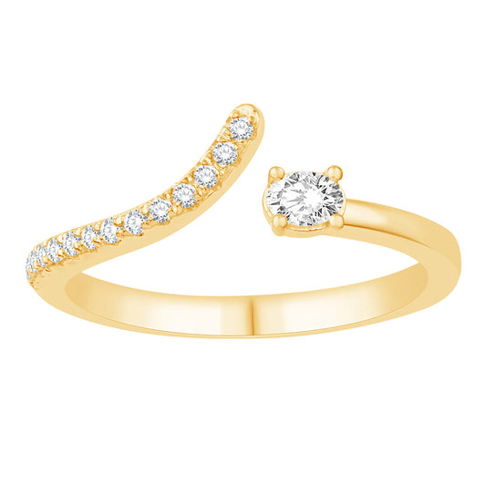 This Fashion Ring is available in 14K Yellow Gold. There are a total of 15 stones. There are Oval with a total carat weight of 0.11 set in a Micro Prong|Prong Set setting.There are Rounds stones with a total carat weight of 0.1 set in a Micro Prong|Prong Set.
