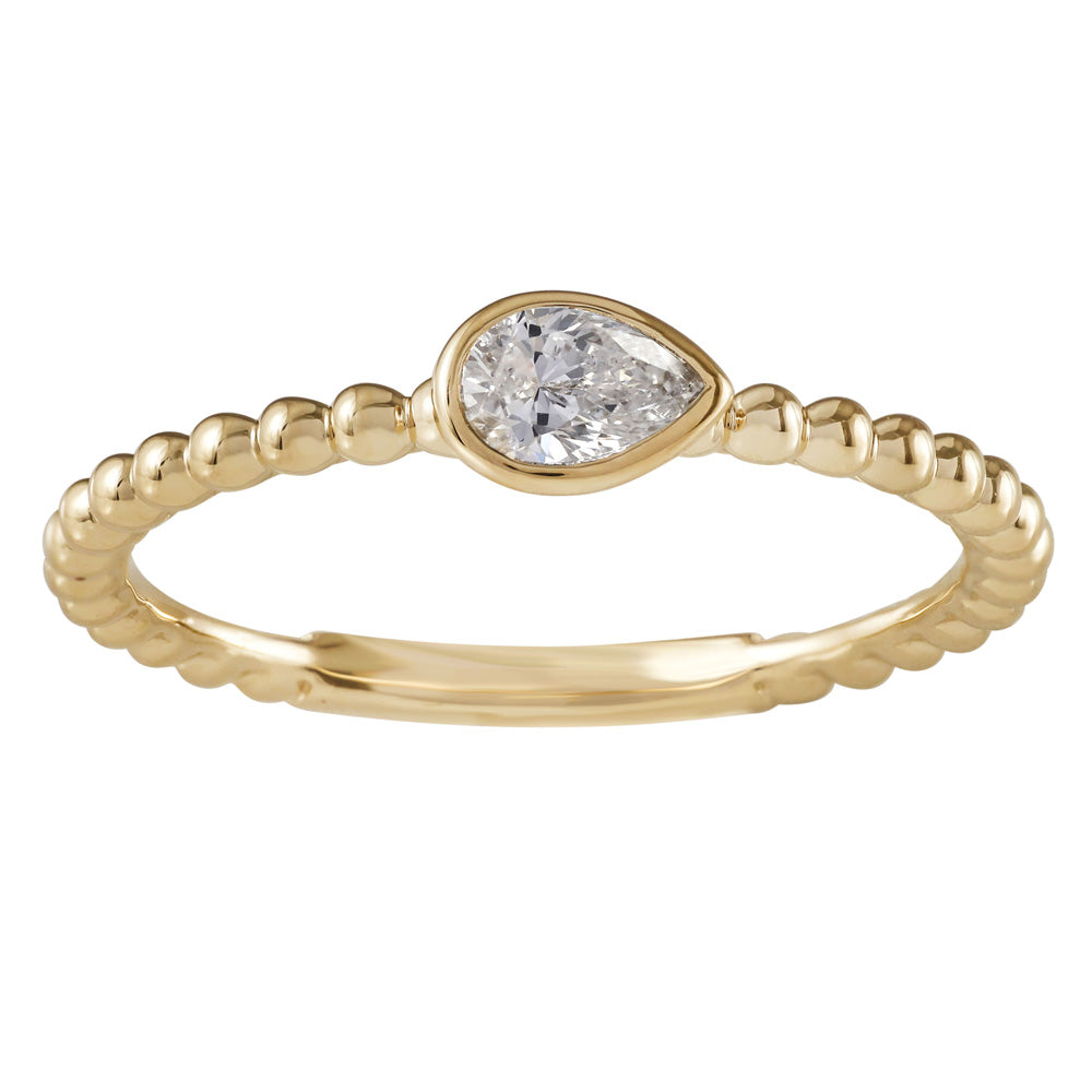 This Fashion Ring is available in 14K Yellow Gold. There are a total of 1 stones. There are Pear Shape with a total carat weight of 0.22 set in a Bezel Set setting.