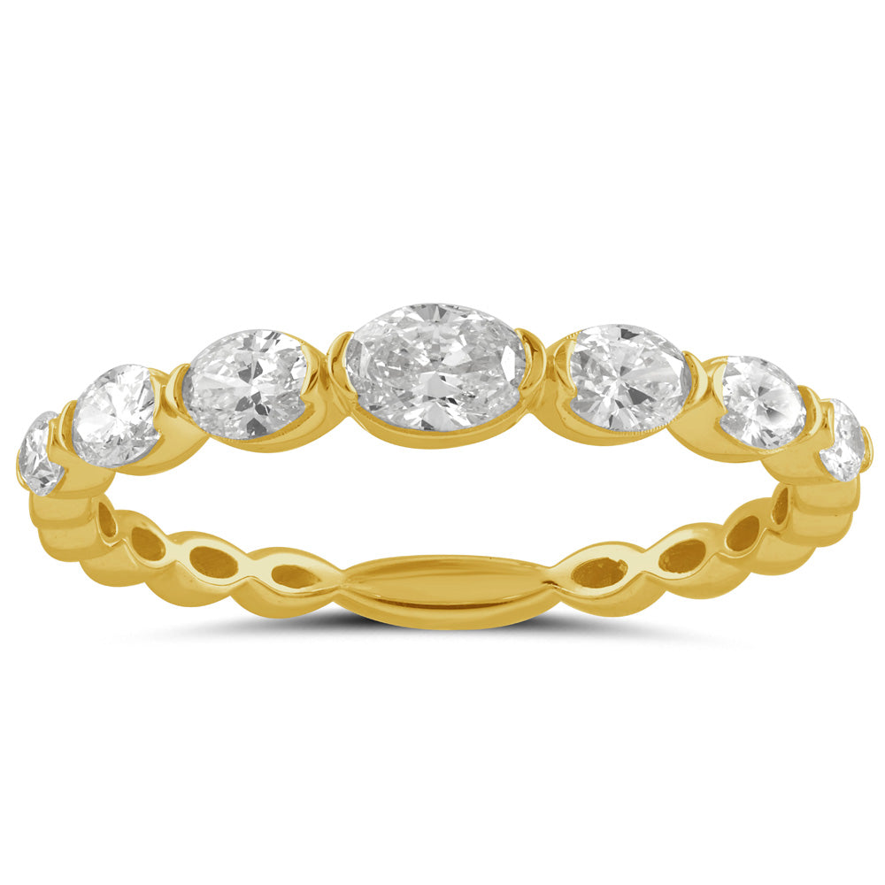 This Fashion Ring is available in 14K Yellow Gold. There are a total of 7 stones. There are Oval with a total carat weight of 0.64 set in a Shared Prongs setting.