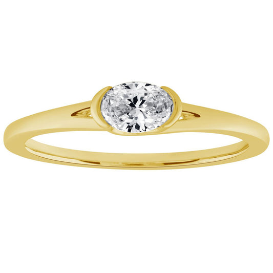 This Fashion Ring is available in 14K Yellow Gold. There are a total of 1 stones. There are Oval with a total carat weight of 0.32 set in a Channel Set setting.