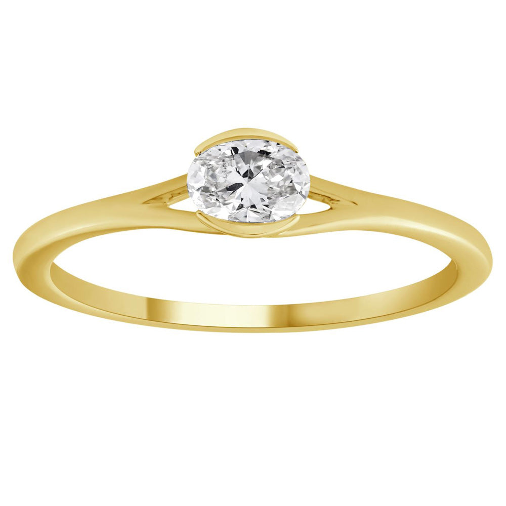 This Fashion Ring is available in 14K Yellow Gold. There are a total of 1 stones. There are Oval with a total carat weight of 0.31 set in a Channel Set setting.