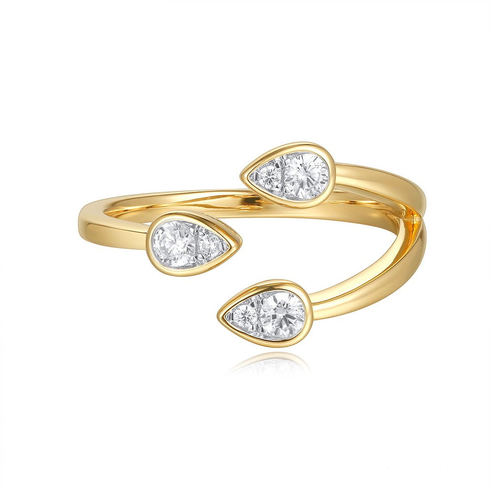 This Fashion Ring is available in 14K Yellow Gold. There are a total of 6 stones. There are Rounds with a total carat weight of 0.24 set in a Bezel Set setting.