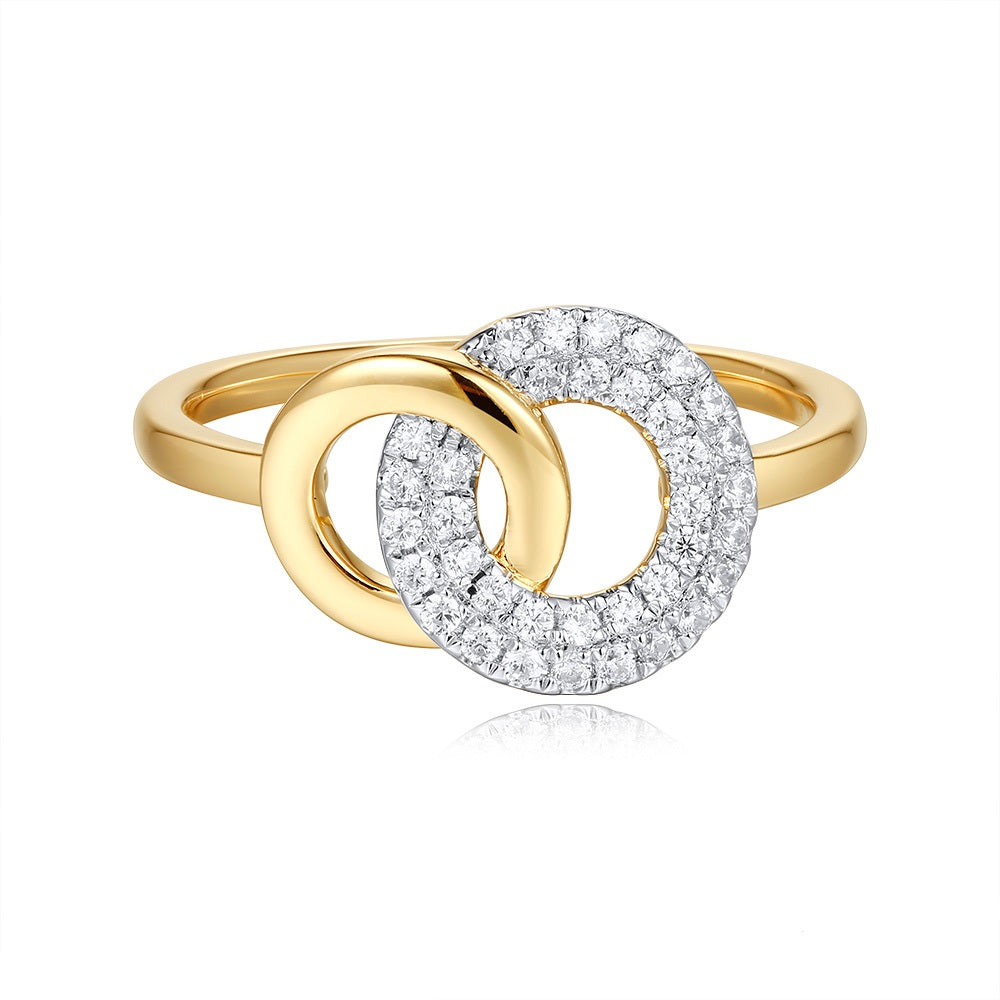 This Fashion Ring is available in 14K Yellow Gold. There are a total of 36 stones. There are Rounds with a total carat weight of 0.22 set in a Micro Prong setting.