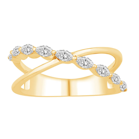 This Fashion Ring is available in 14K Yellow Gold. There are a total of 9 stones. There are Marquise with a total carat weight of 0.47 set in a Prong Set setting.