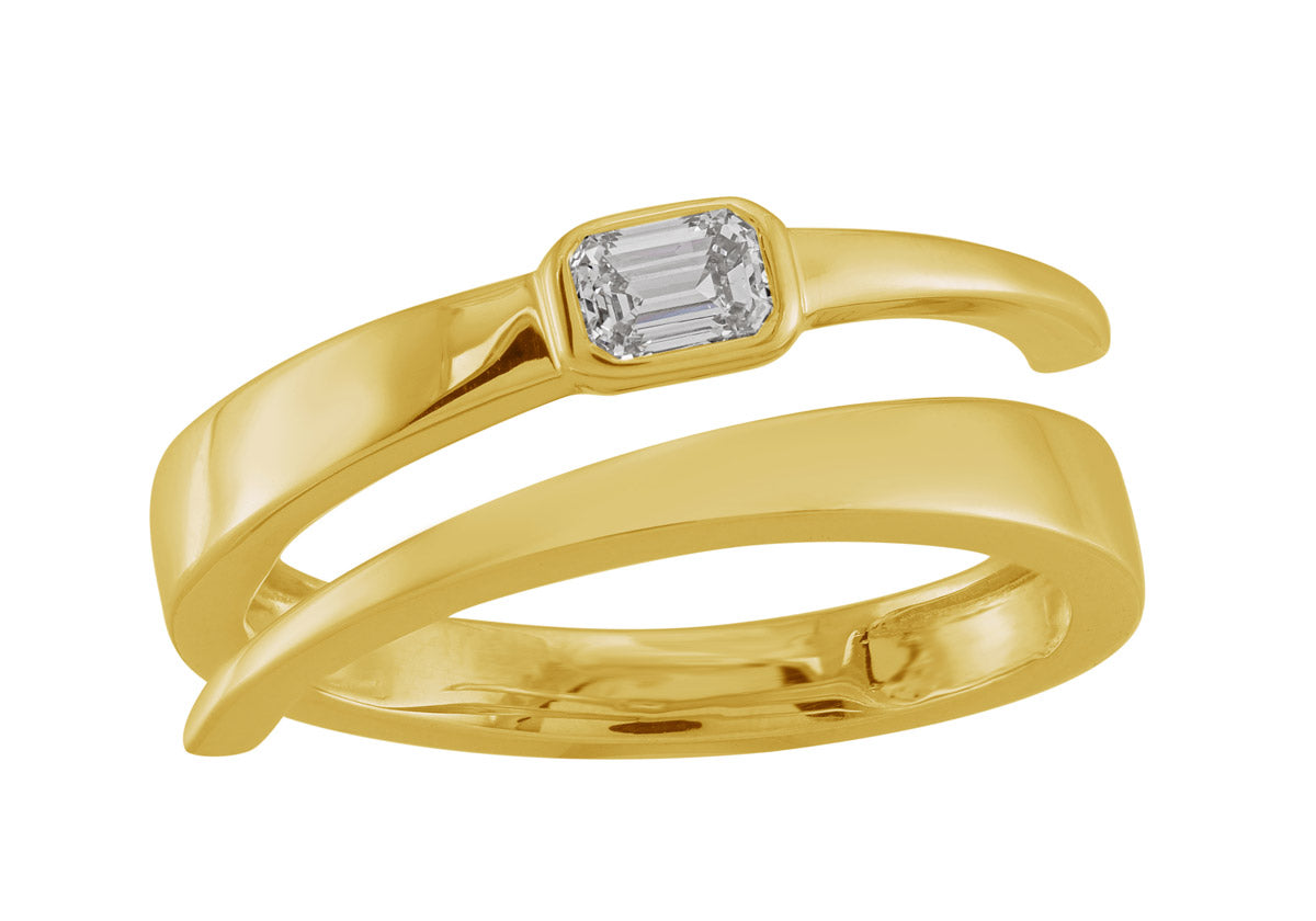 This Fashion Ring is available in 14K Yellow Gold. There are a total of 1 stones. There are Emerald Cut with a total carat weight of 0.21 set in a Bezel Set setting.