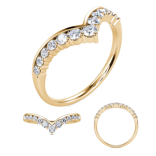 This Fashion Ring is available in 14K Yellow Gold. There are a total of 13 stones. There are Rounds with a total carat weight of 0.3 set in a Prong Set setting.