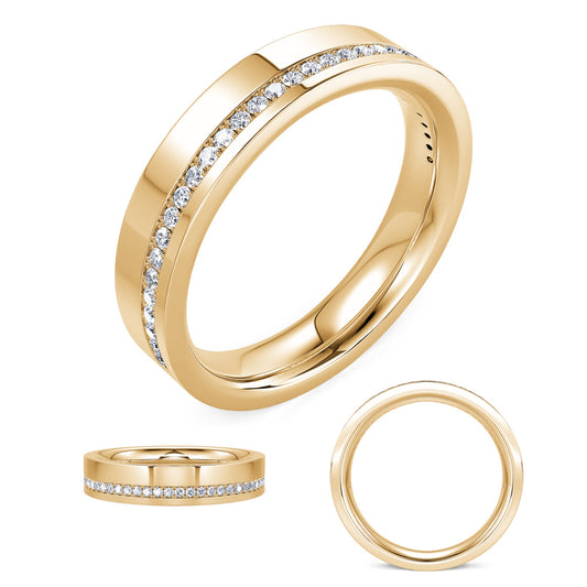 This Fashion Ring is available in 14K Yellow Gold. There are a total of 32 stones. There are Rounds with a total carat weight of 0.13 set in a Micro Prong setting.