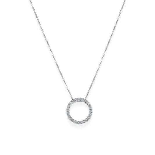 Natural Diamond Circle Pendant Necklace .75-1.50 Carat Weight