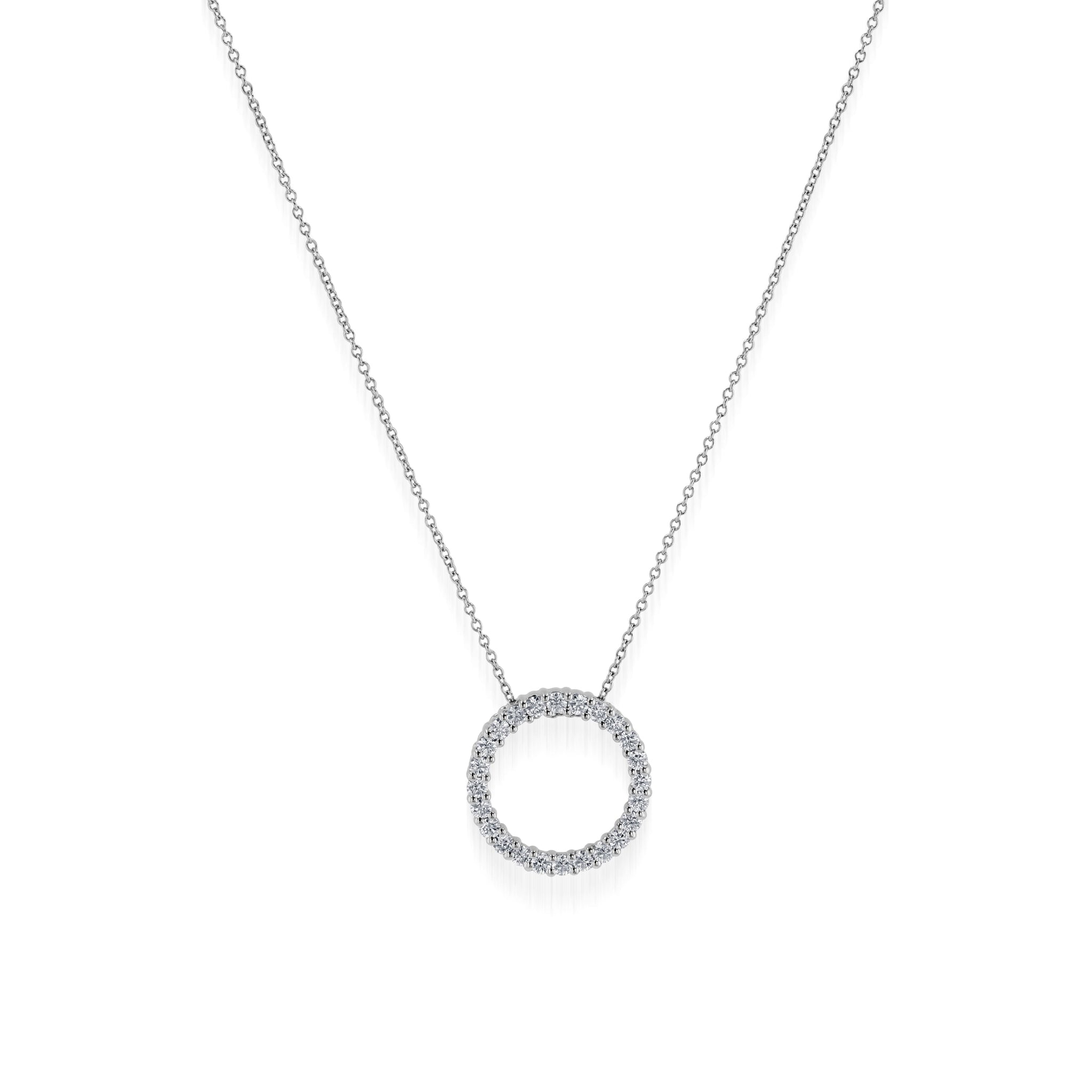 Natural Diamond Circle Pendant Necklace .75-1.50 Carat Weight