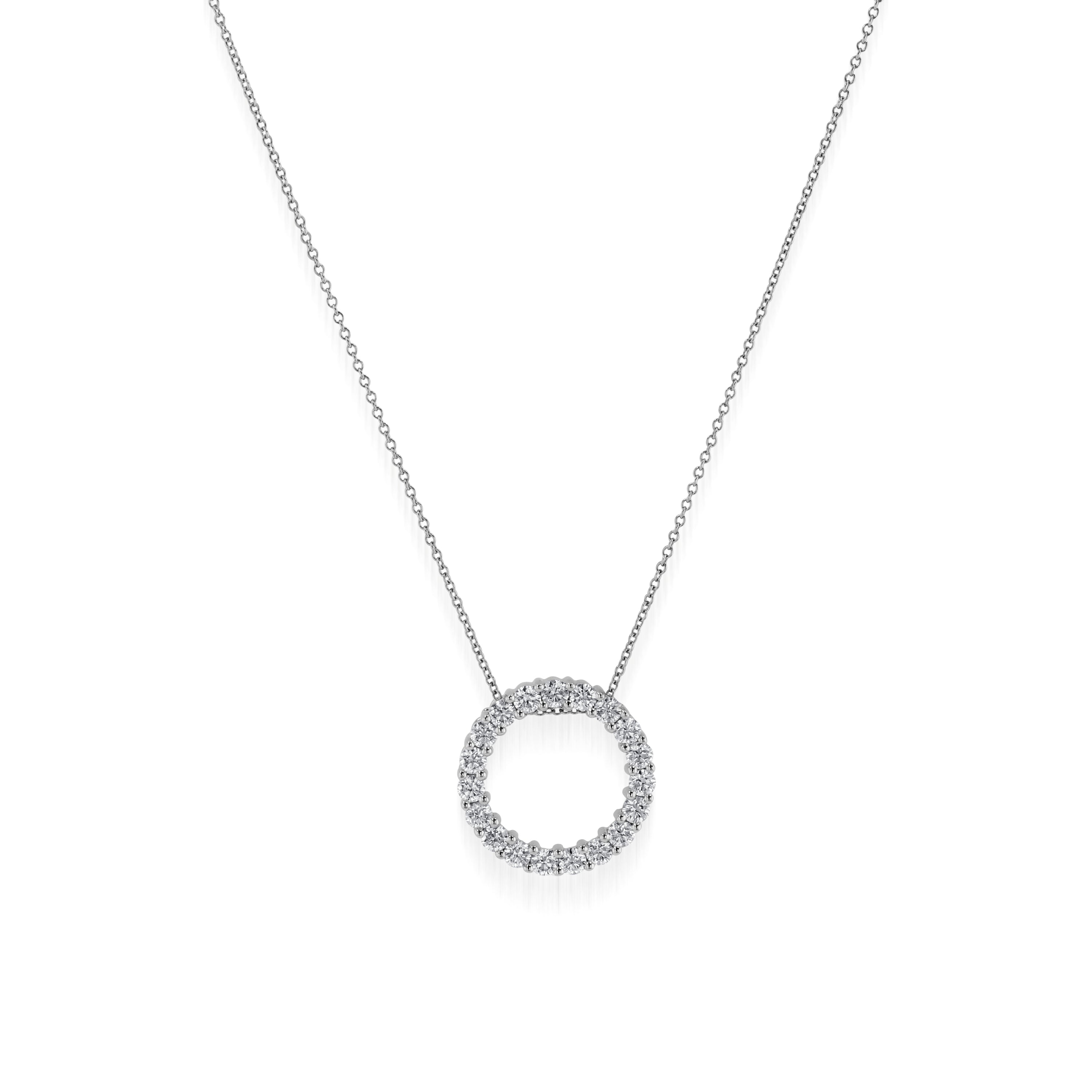 Natural Diamond Circle Pendant Necklace .75-1.50 Carat Weight