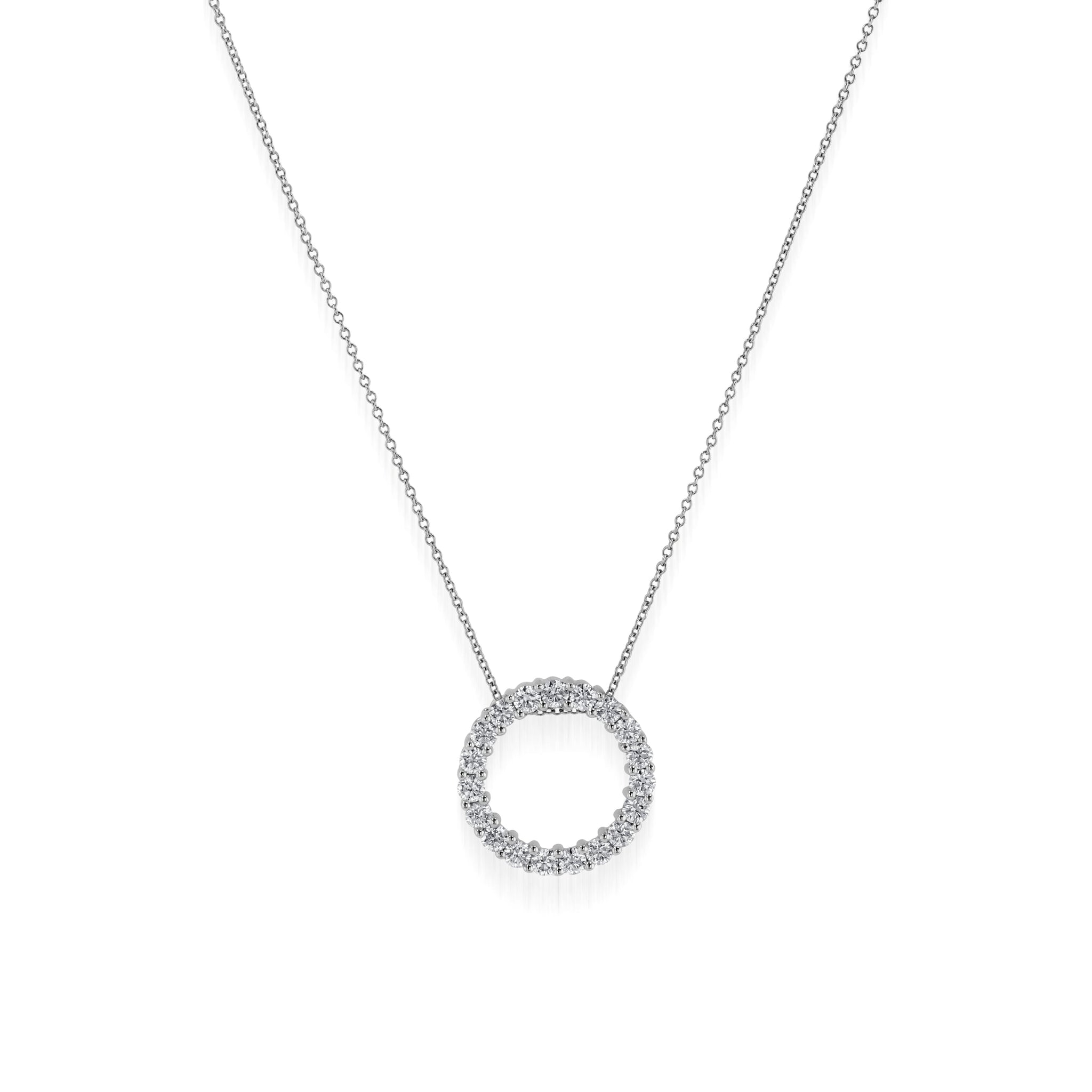 Natural Diamond Circle Pendant Necklace .75-1.50 Carat Weight