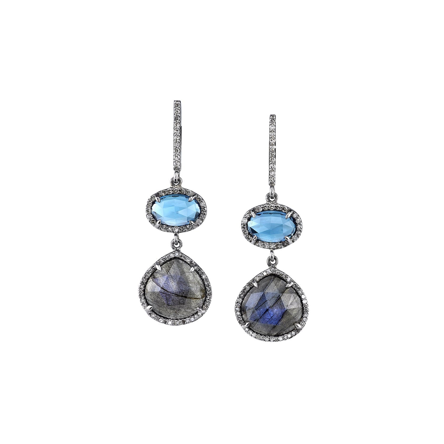 London Blue Topaz and Labradorite Double Drop Earrings  E0000088 - TBird