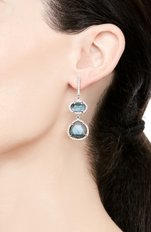 London Blue Topaz and Labradorite Double Drop Earrings  E0000088 - TBird