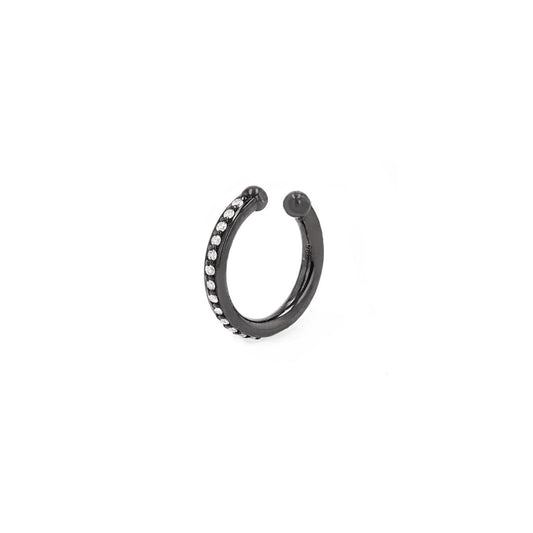 White Diamond and Blackened Silver Ear Cuff