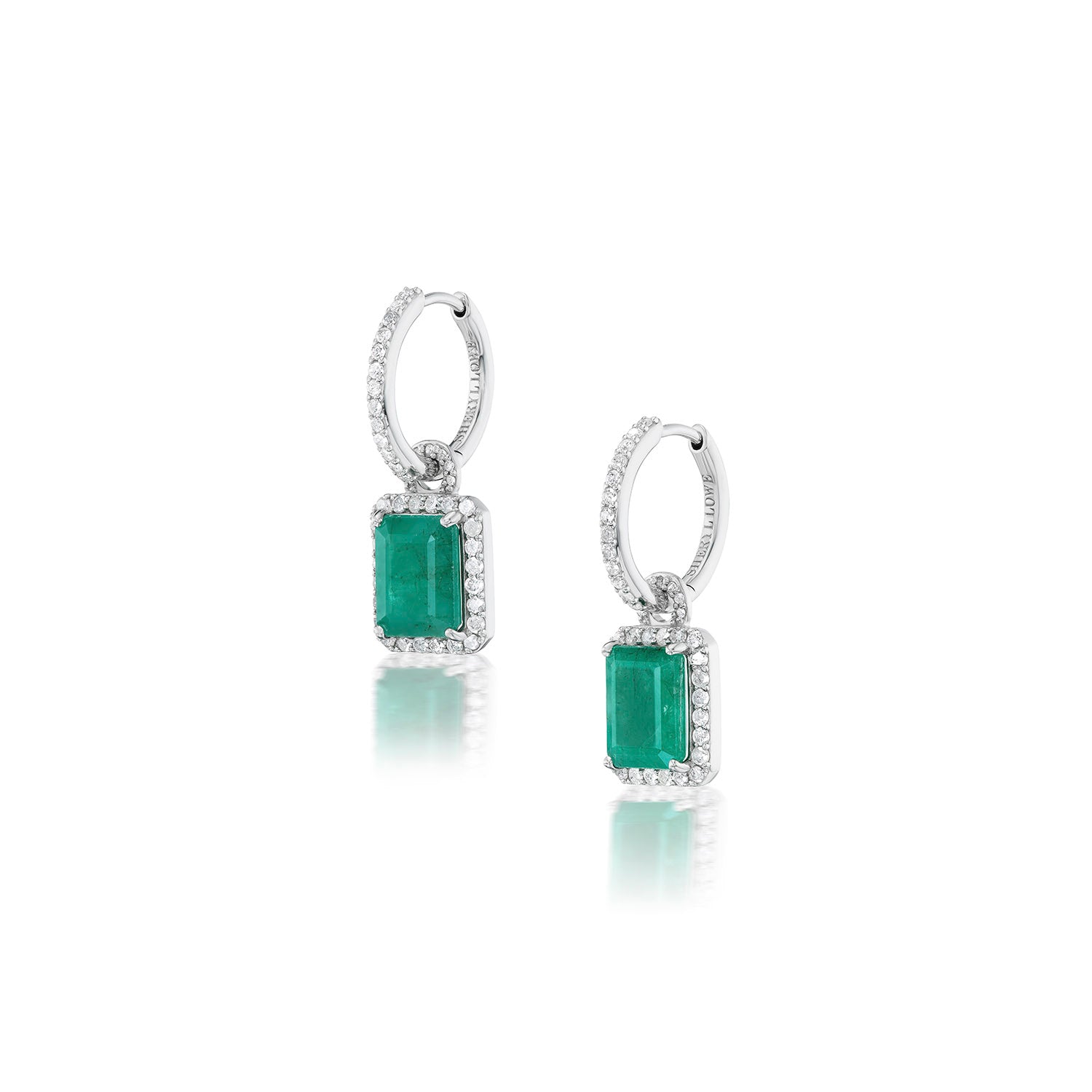 Emerald Drop Diamond Huggie Earrings
