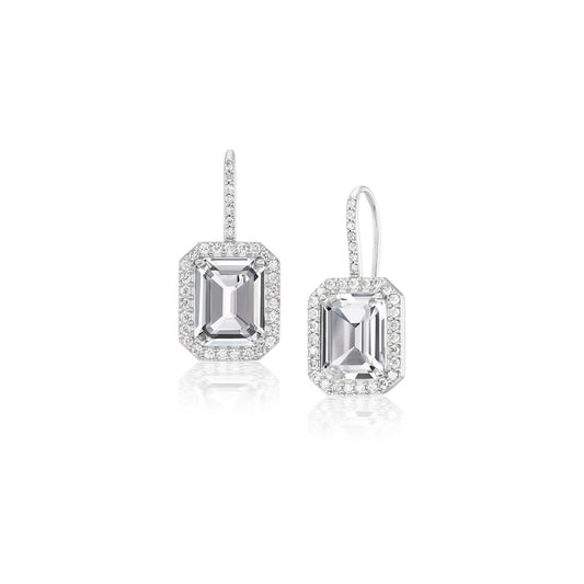 Crystal Quartz and Diamond French Hook Earrings