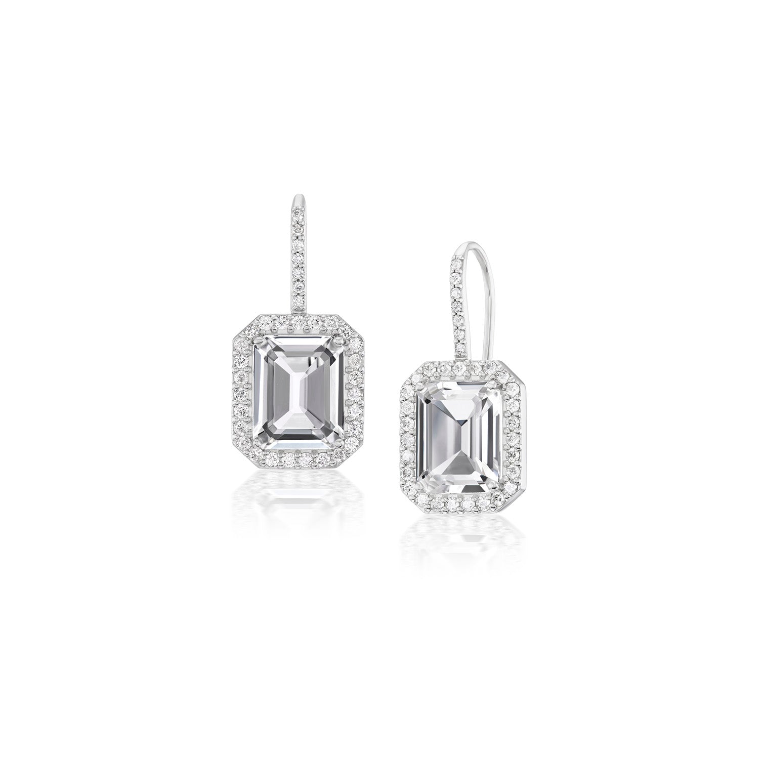 Crystal Quartz and Diamond French Hook Earrings
