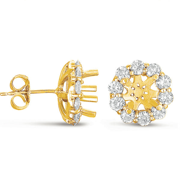 This Earring is available in 14K Yellow Gold. There are a total of 24 stones. There are Rounds with a total carat weight of 0.52 set in a  setting.