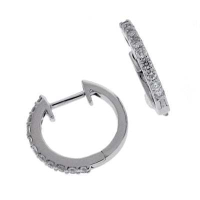 This Earring is available in 14K White Gold. There are a total of 22 stones. There are Rounds with a total carat weight of 0.41 set in a Micro Prong setting.