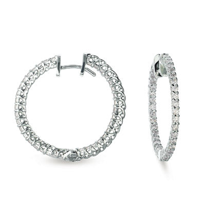 This Earring is available in 14K White Gold. There are a total of 74 stones. There are Rounds with a total carat weight of 1.34 set in a  setting.