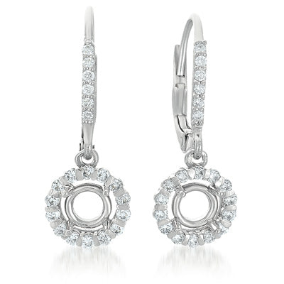 This Earring is available in 14K White Gold. There are a total of 40 stones. There are Rounds with a total carat weight of 0.52 set in a Micro Prong|Prong Set setting.