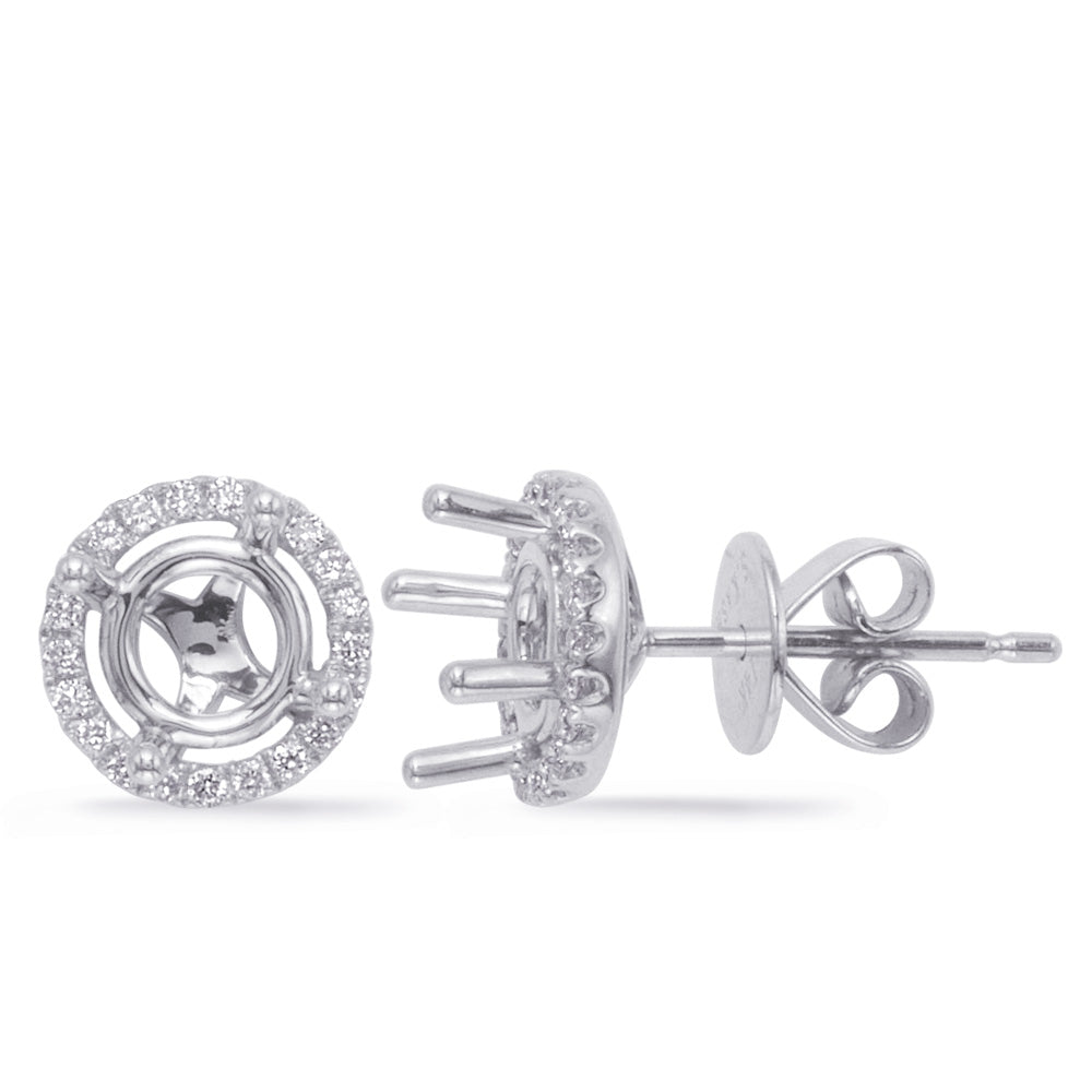 This Earring is available in 14K White Gold. There are a total of 32 stones. There are Rounds with a total carat weight of 0.14 set in a Micro Prong setting.