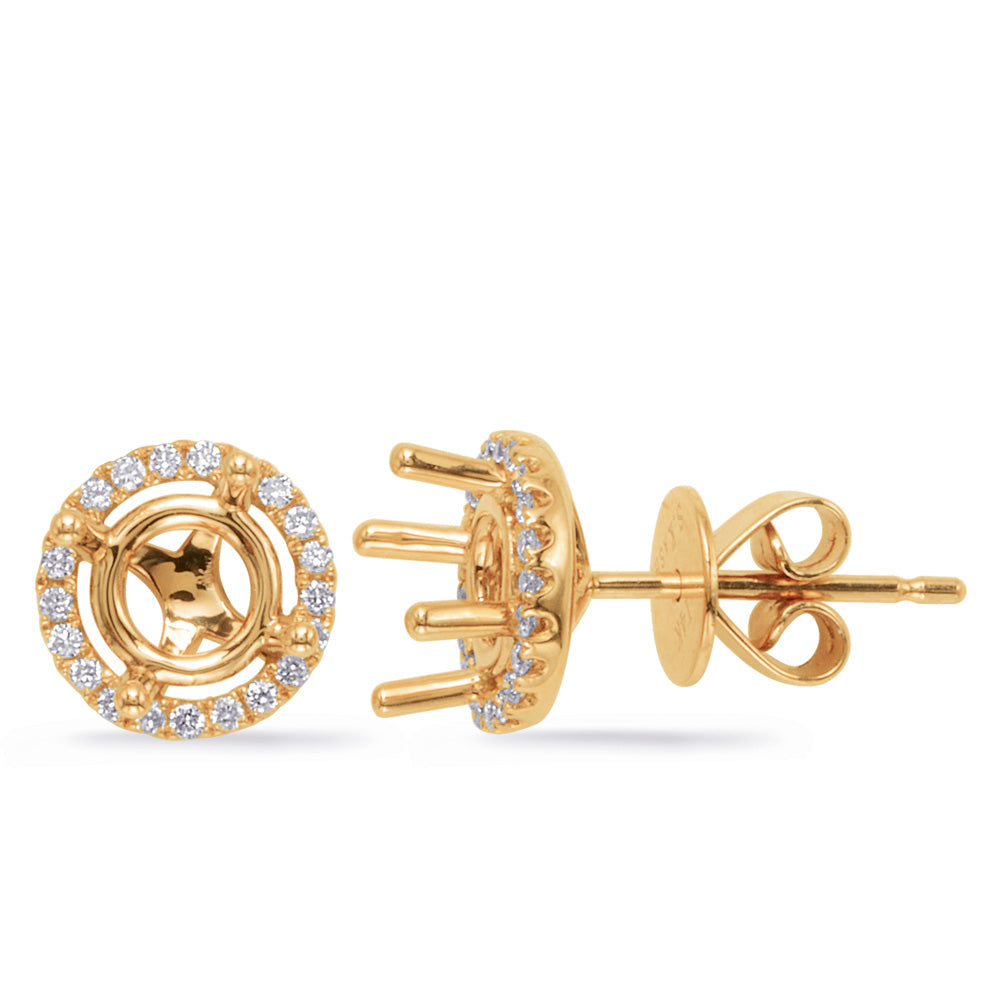 This Earring is available in 14K Yellow Gold. There are a total of 36 stones. There are Rounds with a total carat weight of 0.15 set in a Micro Prong setting.