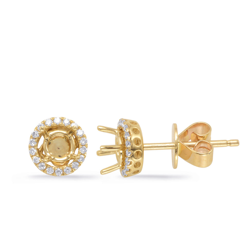 This Earring is available in 14K Yellow Gold. There are a total of 40 stones. There are Rounds with a total carat weight of 0.14 set in a  setting.