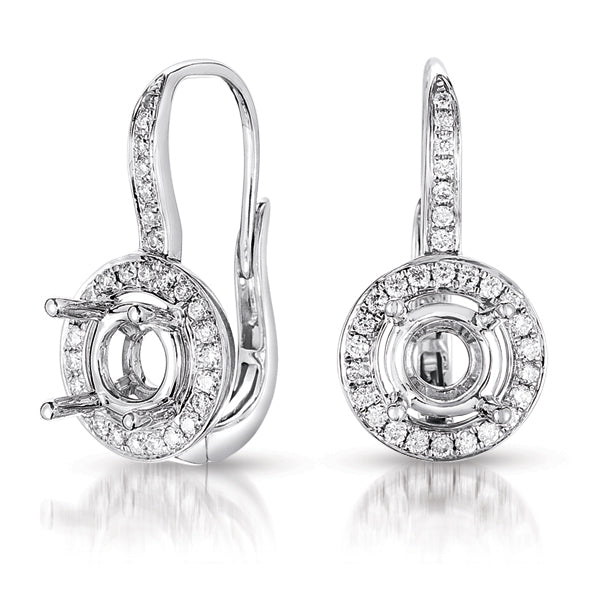 This Earring is available in 14K White Gold. There are a total of 58 stones. There are Rounds with a total carat weight of 0.29 set in a  setting.