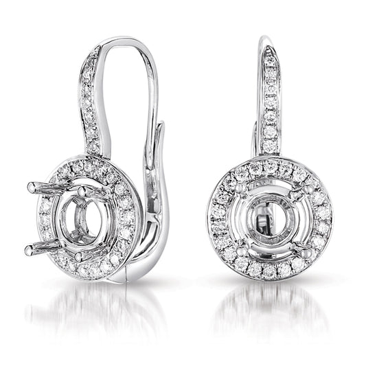 This Earring is available in 14K White Gold. There are a total of 58 stones. There are Rounds with a total carat weight of 0.29 set in a  setting.