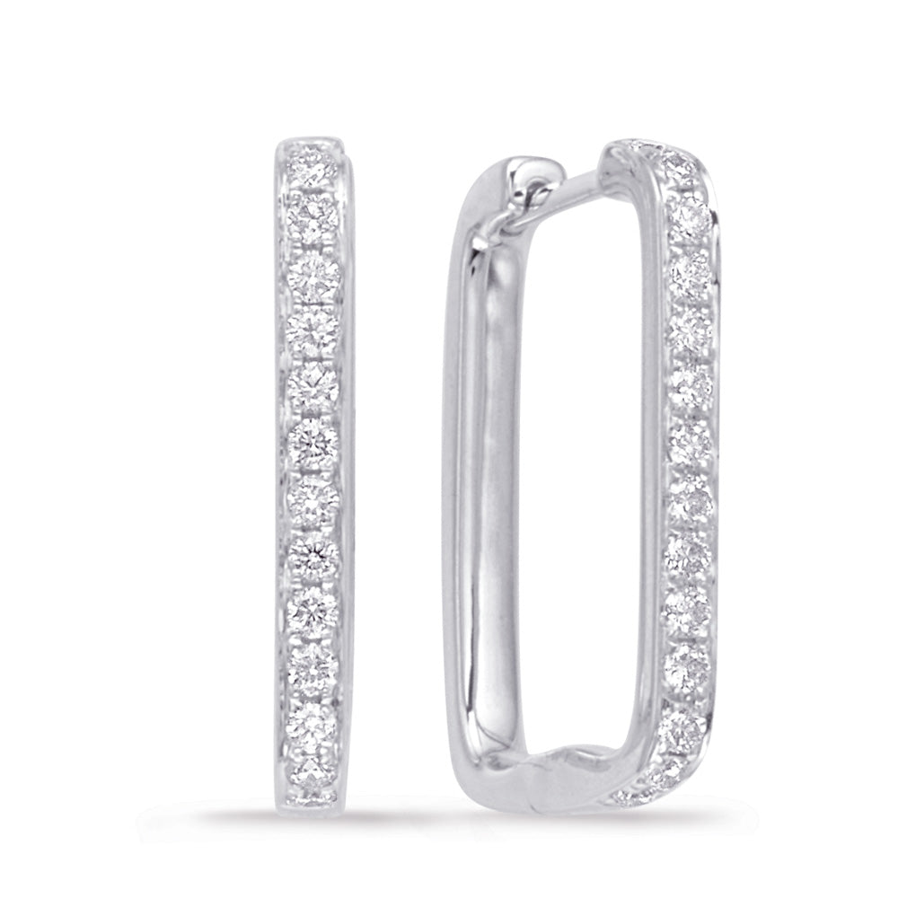 This Earring is available in 14K White Gold. There are a total of 28 stones. There are Rounds with a total carat weight of 0.37 set in a Micro Prong setting.