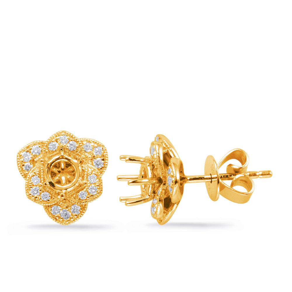 This Earring is available in 14K Yellow Gold. There are a total of 36 stones. There are Rounds with a total carat weight of 0.19 set in a Micro Prong setting.
