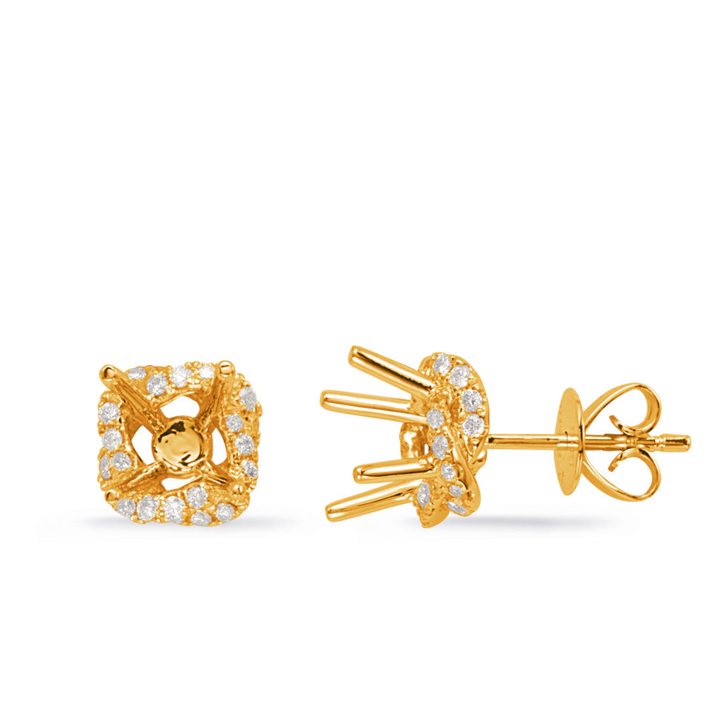 This Earring is available in 14K Yellow Gold. There are a total of 56 stones. There are Rounds with a total carat weight of 0.18 set in a Micro Prong setting.