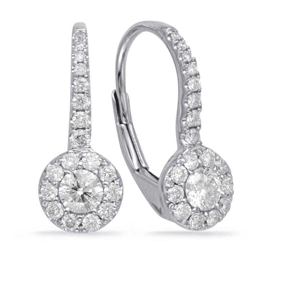 This Earring is available in 14K White Gold. There are a total of 38 stones. There are Rounds with a total carat weight of 0.51 set in a Micro Prong setting.