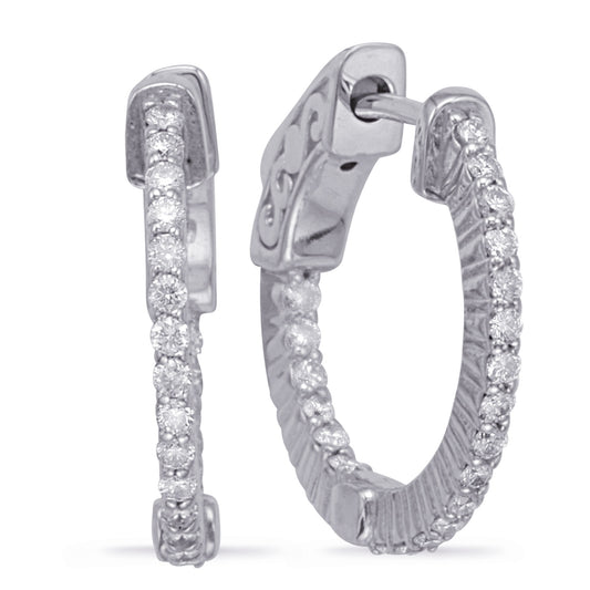 This Earring is available in 14K White Gold. There are a total of 42 stones. There are Rounds with a total carat weight of 0.41 set in a Prong Set setting.