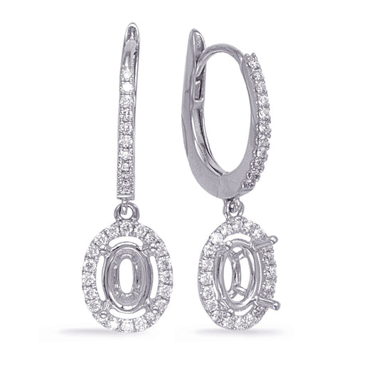 This Earring is available in 14K White Gold. There are a total of 62 stones. There are Rounds with a total carat weight of 0.27 set in a Micro Prong setting.