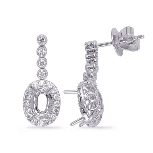 This Earring is available in 14K White Gold. There are a total of 36 stones. There are Rounds with a total carat weight of 0.24 set in a Bezel Set|Micro Prong setting.
