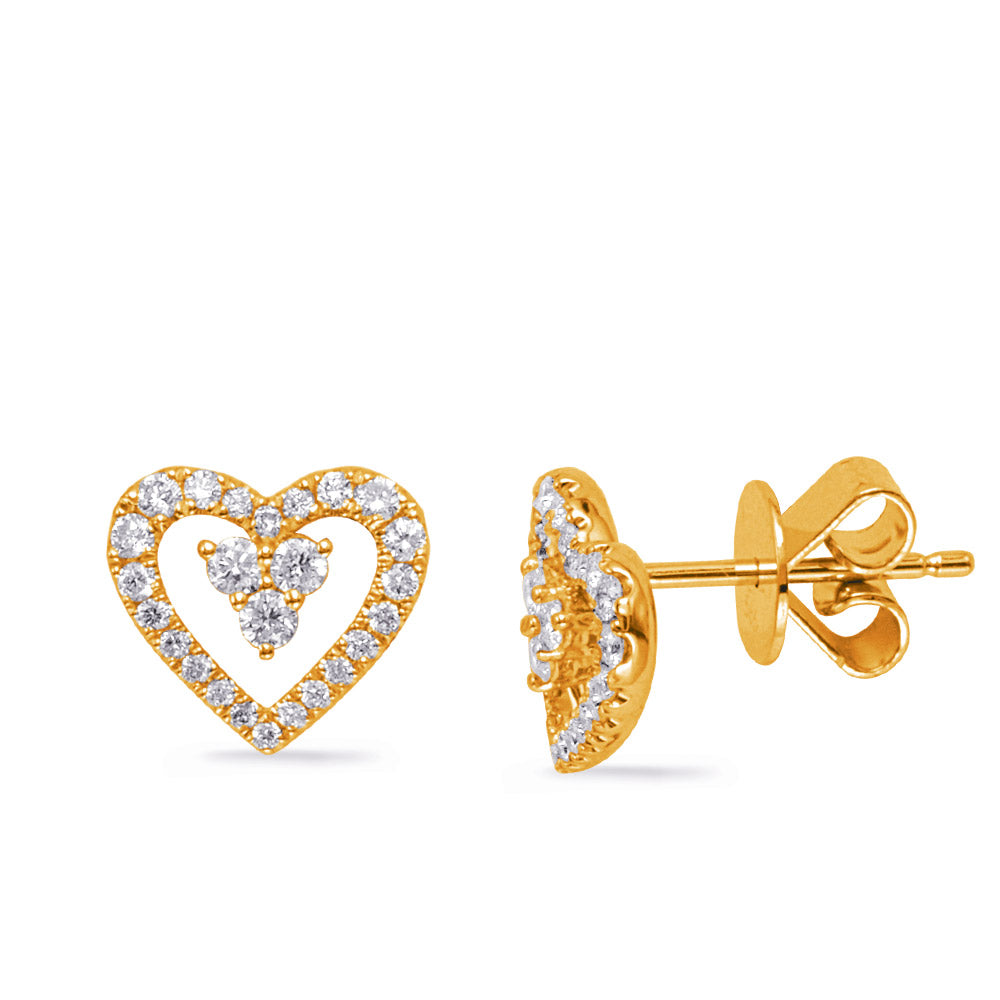 This Earring is available in 14K Yellow Gold. There are a total of 50 stones. There are Rounds with a total carat weight of 0.34 set in a Micro Prong setting.