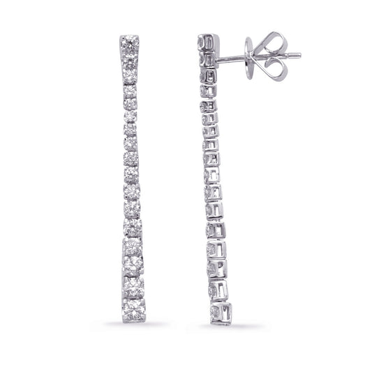 This Earring is available in 14K White Gold. There are a total of 34 stones. There are Rounds with a total carat weight of 1.06 set in a Micro Prong setting.