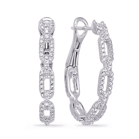 This Earring is available in 14K White Gold. There are a total of 72 stones. There are Rounds with a total carat weight of 0.39 set in a Micro Prong setting.