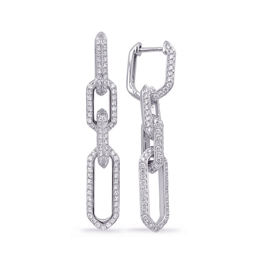 This Earring is available in 14K White Gold. There are a total of 194 stones. There are Rounds with a total carat weight of 1.19 set in a Micro Prong setting.