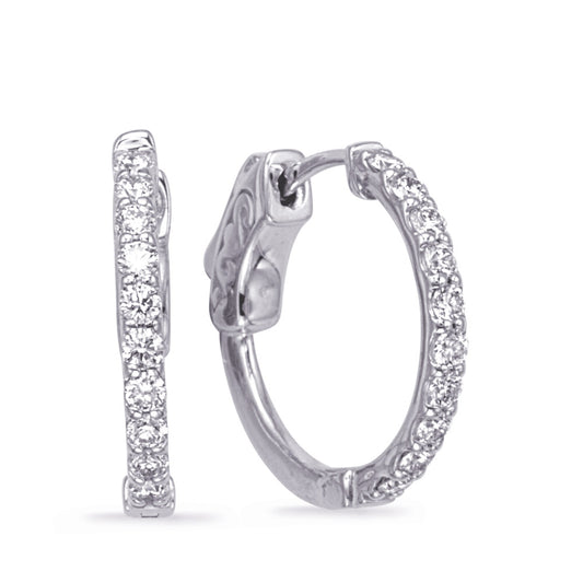 This Earring is available in 14K White Gold. There are a total of 22 stones. There are Rounds with a total carat weight of 0.4 set in a Micro Prong setting.