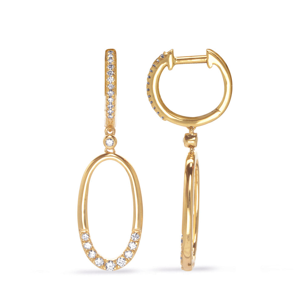 This Earring is available in 14K Yellow Gold. There are a total of 44 stones. There are Rounds with a total carat weight of 0.33 set in a Micro Prong setting.