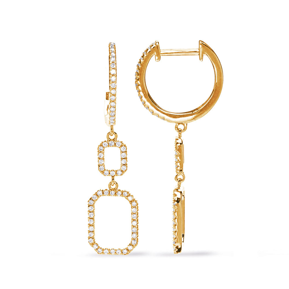 This Earring is available in 14K Yellow Gold. There are a total of 114 stones. There are Rounds with a total carat weight of 0.31 set in a Micro Prong setting.