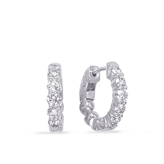 This Earring is available in 14K White Gold. There are a total of 10 stones. There are Rounds with a total carat weight of 0.49 set in a Prong Set setting.