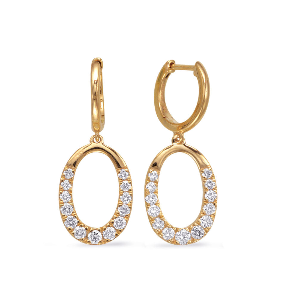 This Earring is available in 14K Yellow Gold. There are a total of 26 stones. There are Rounds with a total carat weight of 0.65 set in a Micro Prong setting.